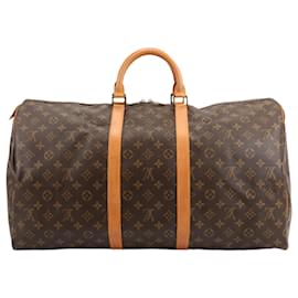 Louis Vuitton-Louis Vuitton Monogram Canvas Keepall 55 Travel Bag M41424-Brown