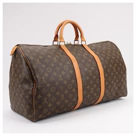 Louis Vuitton-Louis Vuitton Monogram Canvas Keepall 55 Travel Bag M41424-Brown