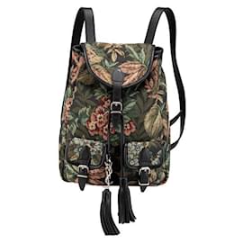 Yves Saint Laurent-Saint Laurent Canvas Leather Backpack 421943-Black