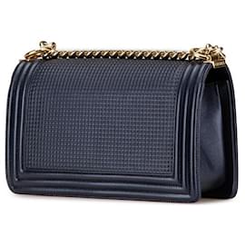 Chanel-Chanel Boy Chanel 25 Leather Shoulder Bag-Blue