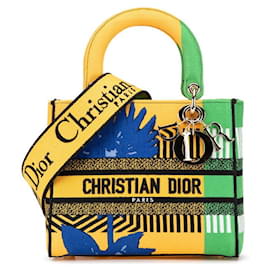 Christian Dior-Dior Lady D-Lite Flower Canvas Handbag-Yellow