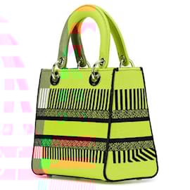 Christian Dior-Dior Lady D-Lite Flower Canvas Handbag-Yellow