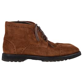 Tom Ford-Tom Ford Kensington Lace-Up Boots in Brown Suede-Brown