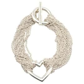 Tiffany & Co-Pulseira de corrente com fecho em coração aberto Tiffany & Co em prata-Prata,Metálico