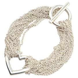Tiffany & Co-Pulseira de corrente com fecho em coração aberto Tiffany & Co em prata-Prata,Metálico