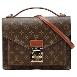 Louis Vuitton-Louis Vuitton Monceau 28 Handbag Brown PVC Leather-Brown