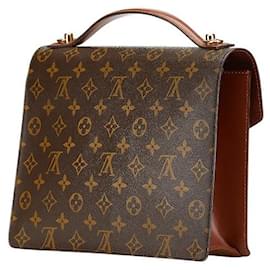 Louis Vuitton-Louis Vuitton Monceau 28 Handbag Brown PVC Leather-Brown