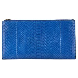 Céline Celine Crocodile Leather Trio Clutch Bag Blue