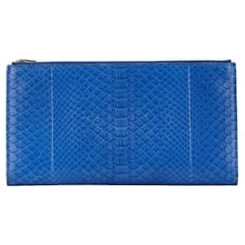 Céline-Celine Crocodile Leather Trio Clutch Bag-Blue