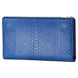 Céline-Celine Crocodile Leather Trio Clutch Bag-Blue