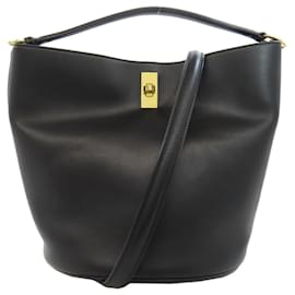 Céline-Celine 16 Handbag in Black Leather-Black