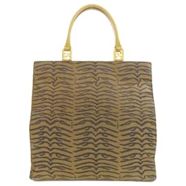 Fendi-Sac à main imprimé tigre Fendi-Marron