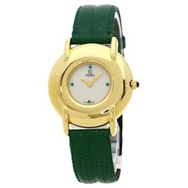 Fendi-Fendi 400J Gold Plated Leather Wristwatch-Other