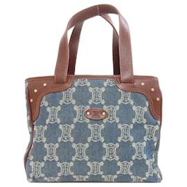 Céline-Celine Macadam Pattern Denim Handbag-Blue