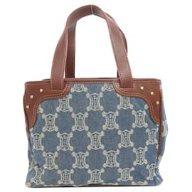 Céline-Celine Macadam Pattern Denim Handbag-Blue