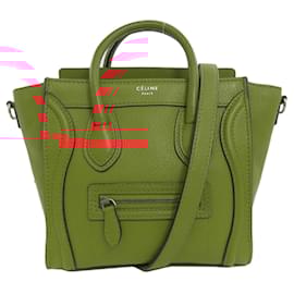 Céline-Celine Luggage Nano Handbag in Red Calfskin-Red