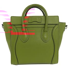 Céline-Celine Luggage Nano Handbag in Red Calfskin-Red