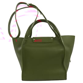 Céline-Celine Red Leather Tote Bag-Red