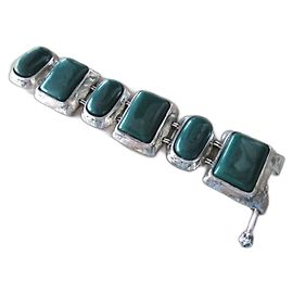 Bracciale cabochon verde Saint Laurent Verde Silver hardware