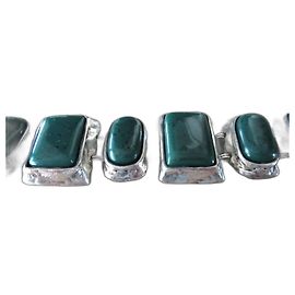 Pulseira de corrente com pedras verdes Yves Saint Laurent Verde Hardware prateado