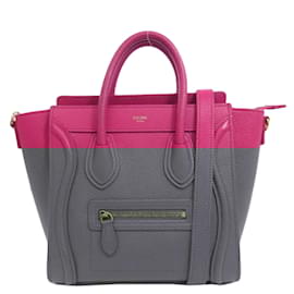 Céline-Celine Luggage Nano Handbag in Pink Calfskin-Pink