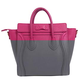 Céline-Celine Luggage Nano Handbag in Pink Calfskin-Pink