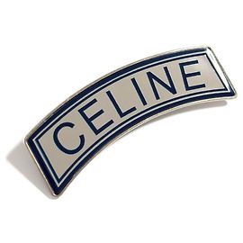 Céline Celine Blau und Silber Brosche Silber Blau