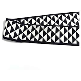 Prada-Prada Silk Scarf in Black and White-Black,White