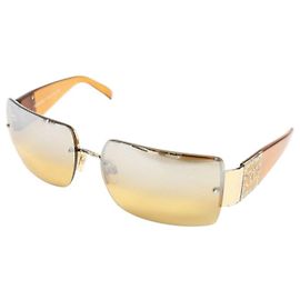 Óculos de sol Chanel 4095-B Swarovski CC Logo marrom Marrom
