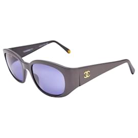 Chanel-Chanel Purple Violet Gold CC Logo Sunglasses 5025-Golden,Purple