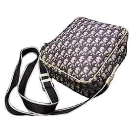 Christian Dior-Christian Dior Navy Blue White Monogram Crossbody Shoulder Bag-White,Blue