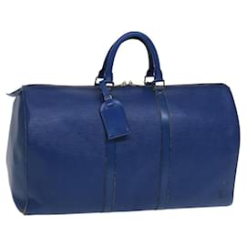 Louis Vuitton-LOUIS VUITTON Epi Keepall 50 Boston Bag Blue M42965 LV Auth ki5526-Blue
