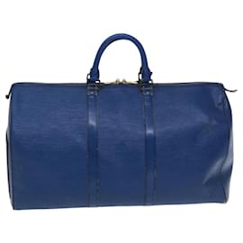 Louis Vuitton-LOUIS VUITTON Epi Keepall 50 Boston Bag Blue M42965 LV Auth ki5526-Blue