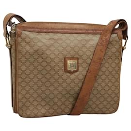 Céline-CELINE Macadam Canvas Shoulder Bag PVC Beige Gold Auth nb297-Beige,Golden