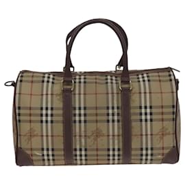 Autre Marque-Burberrys Nova Check Boston Bag PVC 2way Beige Gold Auth EC805-Beige,Golden