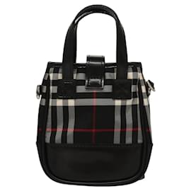 Autre Marque-Burberrys Nova Check Blue Label Pouch Nylon Black Auth BD1137-Black