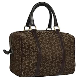Céline-CELINE C Sulky Boston Bag Canvas Brown Gold Auth ep8383-Brown,Golden