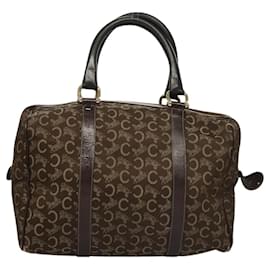 Céline-CELINE C Sulky Boston Bag Canvas Brown Gold Auth ep8383-Brown,Golden