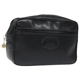 Céline CELINE Clutch Bag Leather Black Auth nb304 Black