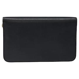 Christian Dior-Christian Dior Chain Shoulder Bag Leather Navy Gold Auth BA567-Golden,Navy blue