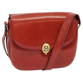 Céline-CELINE Shoulder Bag Leather Red gold Auth nb429-Red,Golden