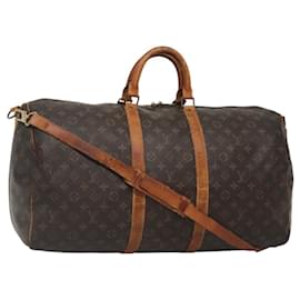 Louis Vuitton-LOUIS VUITTON Monogram Keepall Bandouliere 55 Boston Bag M41414 LV Auth BD1228-Monogram