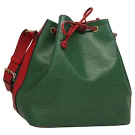 Louis Vuitton-LOUIS VUITTON Epi Petit Noe Shoulder Bag Bicolor Green Red M44147 LV Auth BD1072-Red,Green