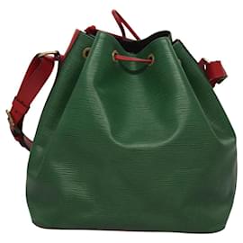 Louis Vuitton-LOUIS VUITTON Epi Petit Noe Shoulder Bag Bicolor Green Red M44147 LV Auth BD1072-Red,Green
