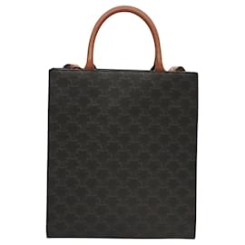 Céline-CELINE Triomphe Tote Bag PVC Leather 2way Black Gold Auth nb411AM-Black,Golden