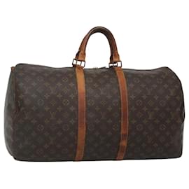 Louis Vuitton-LOUIS VUITTON Monogram Keepall 55 Boston Bag M41424 LV Auth BD1436-Monogram