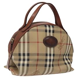 Autre Marque-Burberrys Nova Check Hand Bag PVC Beige Brown Auth ep8155-Brown,Beige