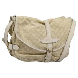 Louis Vuitton-LOUIS VUITTON Monogram Mini Lin Saumur PM Shoulder Bag Ivory M95314 Auth BD1212-Other,Cream