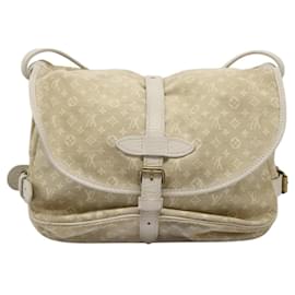 Louis Vuitton-LOUIS VUITTON Monogram Mini Lin Saumur PM Shoulder Bag Ivory M95314 Auth BD1212-Other,Cream