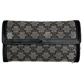 Céline Vintage Celine Paris Canvas Leather Monogram Wallet Black